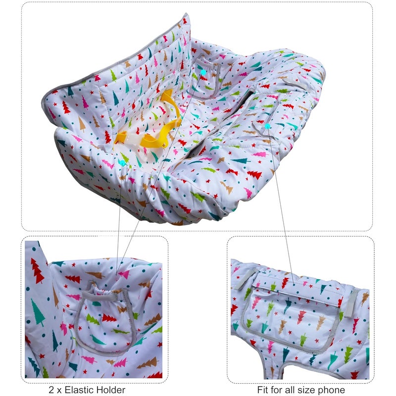 Gowraps 2-in-1 Shopping Cart and High Chair Cover-Grocery Cart Cover for Babies Toddlers Infants Resturant Highchair Cover-Padded Folds to Portable Pouch for Baby Boy Girl (Multicolor Tree) - Image 3